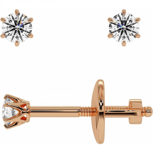 0.1 CTW Moissanite Tiffany-Styled Stud Earrings in Rose Gold