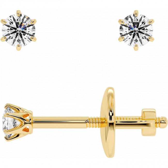 0.1 CTW Moissanite Tiffany-Styled Stud Earrings in Yellow Gold