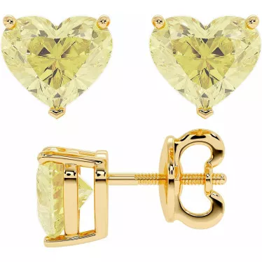 7.2 CTW Yellow Moissanite Stud Earrings "Love"
