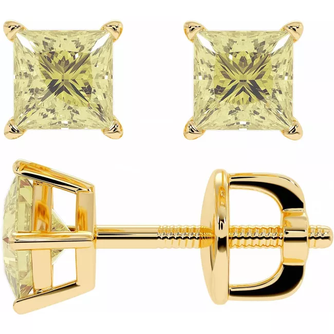 1.8 CTW Yellow Moissanite Stud Earrings "Jemma"