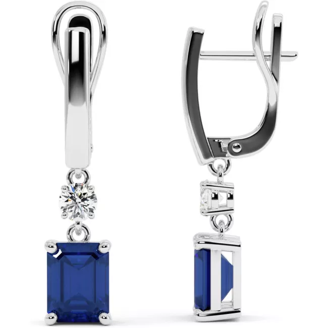 6.5 CTW Sapphire Emerald Cut Earrings "Judy"