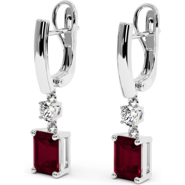 6.5 CTW Ruby Emerald Cut Earrings "Judy"