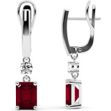 6.5 CTW Ruby Emerald Cut Earrings "Judy" thumbnail
