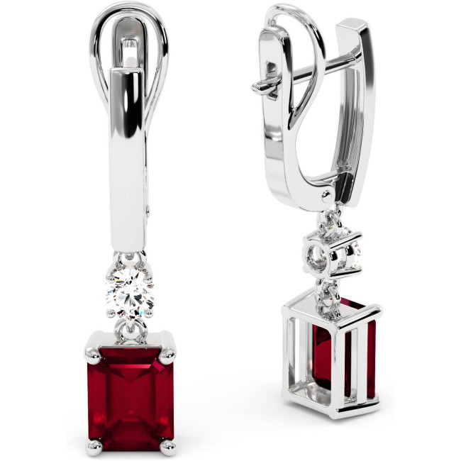 6.5 CTW Ruby Emerald Cut Earrings "Judy"